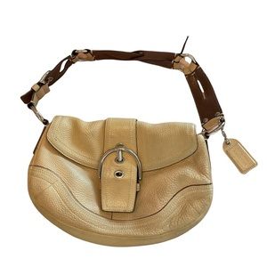 authentic pebbled nude shoulder bag